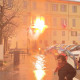 Cavo a fuoco sulla facciata del Municipio di Occimiano