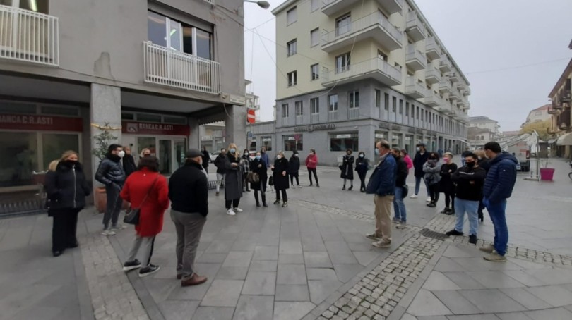 La protesta dei commercianti di Valenza