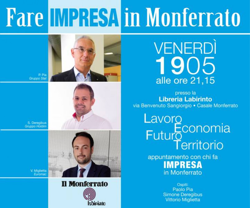 Pia, Miglietta e Deregibus: questa sera terzo incontro di “Fare... in Monferrato”