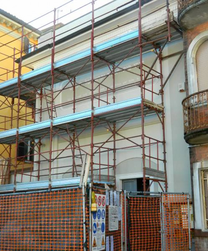 Lavori in corso, per manutenzione, alla Sinagoga di Moncalvo