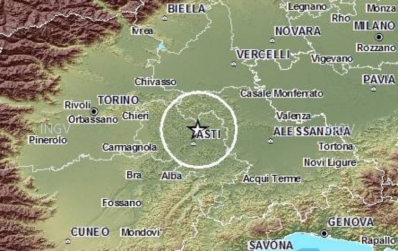 Terremoto di magnitudo 3.3 con epicentro a Castell'Alfero. Nessun danno a persone o cose