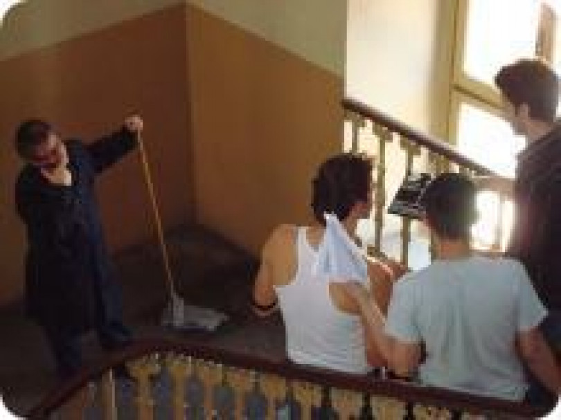 Diego Parassole sul set a Casale