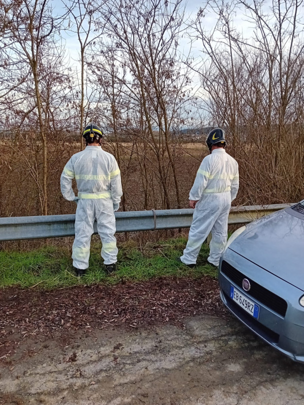 I resti di un cadavere trovato impiccato in un boschetto a Morano Po