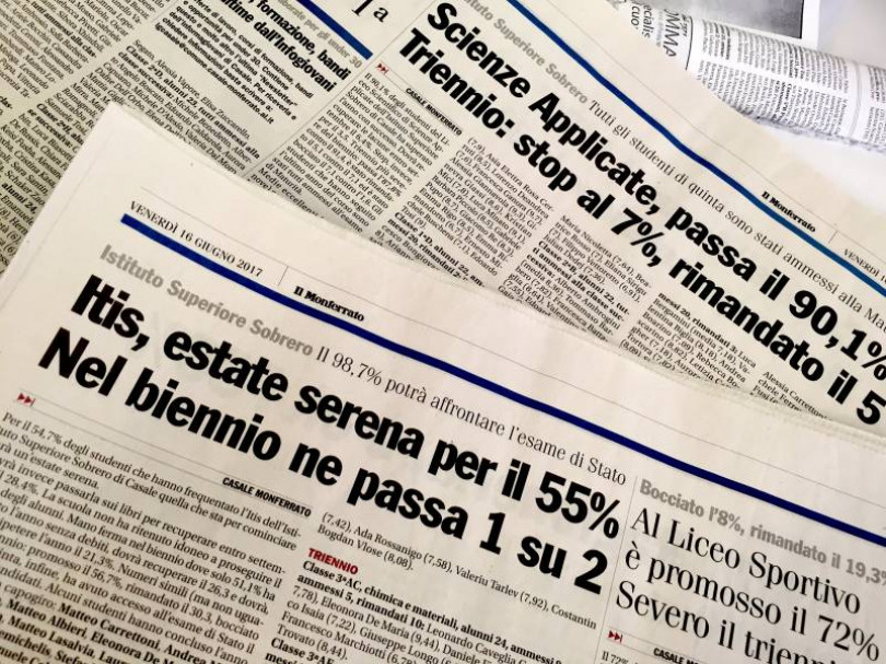 Gli esiti scolastici degli studenti monferrini: martedì quattro pagine speciali