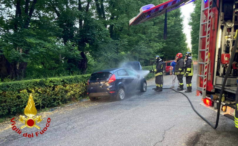 Il motore va a fuoco, intervengono i pompieri