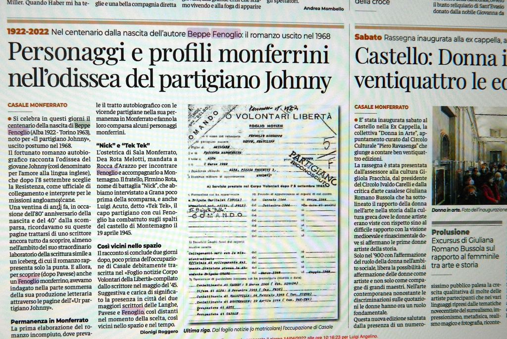 Cerrina ricorda Fenoglio